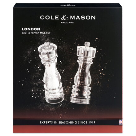 Cole&Mason sada mlýnků na sůl a pepř London Acrylic Precision+ 18 cm