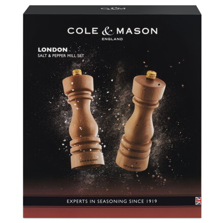  Cole & Mason sada mlýnků na sůl a pepř London přírodní buk 18 cm
