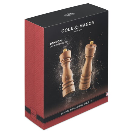  Cole & Mason sada mlýnků na sůl a pepř London přírodní buk 18 cm