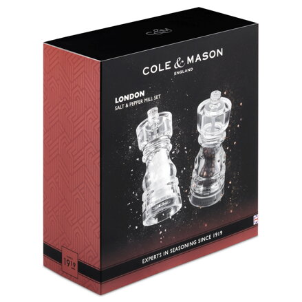 Cole&Mason sada mlýnků na sůl a pepř London Acrylic Precision+ 13 cm