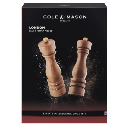 Cole & Mason sada mlýnků na sůl a pepř London přírodní buk 22 cm