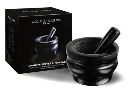 Cole & Mason GRANITE hmoždíř s tloučkem z černé žuly, 18 cm