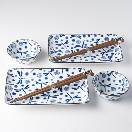 Sushi set Blue Dragonfly Design