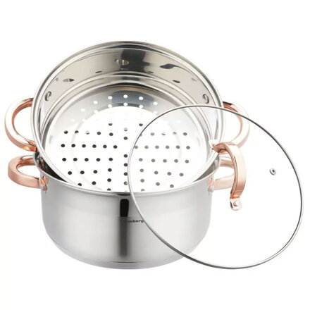 PARNÍ HRNEC 3 DÍLY 24 cm RŮŽOVÉ ZLATO