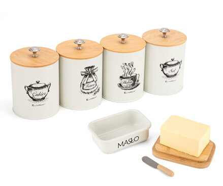 Sada 4 kuchyňských nádob a máslenka