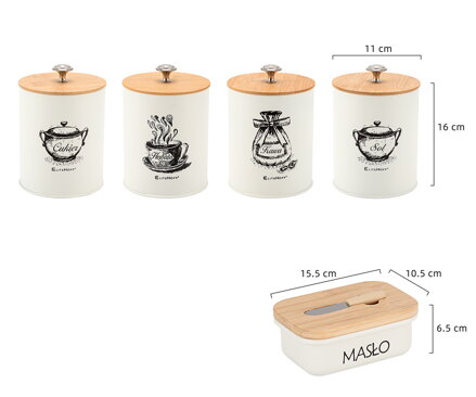 Sada 4 kuchyňských nádob a máslenka