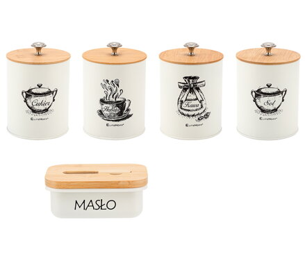 Sada 4 kuchyňských nádob a máslenka