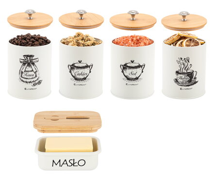 Sada 4 kuchyňských nádob a máslenka