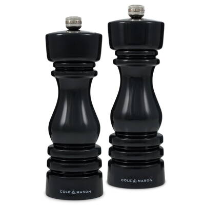 Cole & Mason LONDON BLACK GLOSS sada mlýnků na sůl a pepř 18 cm 