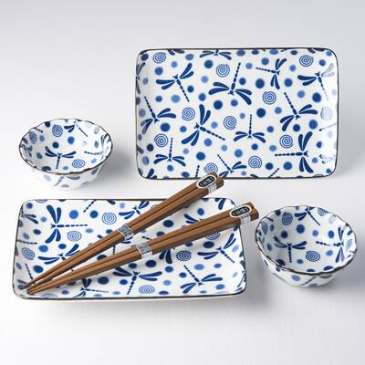 Sushi set Blue Dragonfly Design