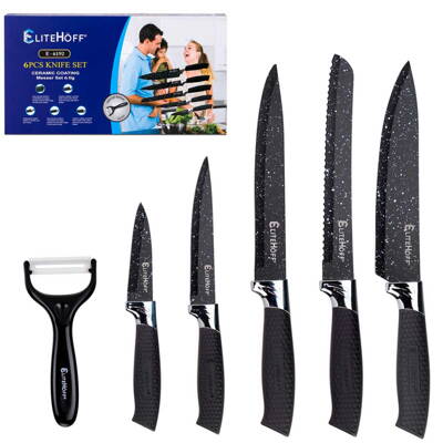 Sada 5 kuchyňských mramorových nožů se škrabkou